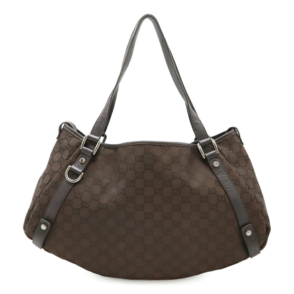Gucci GG Tote Bag Shoulder Leather Brown